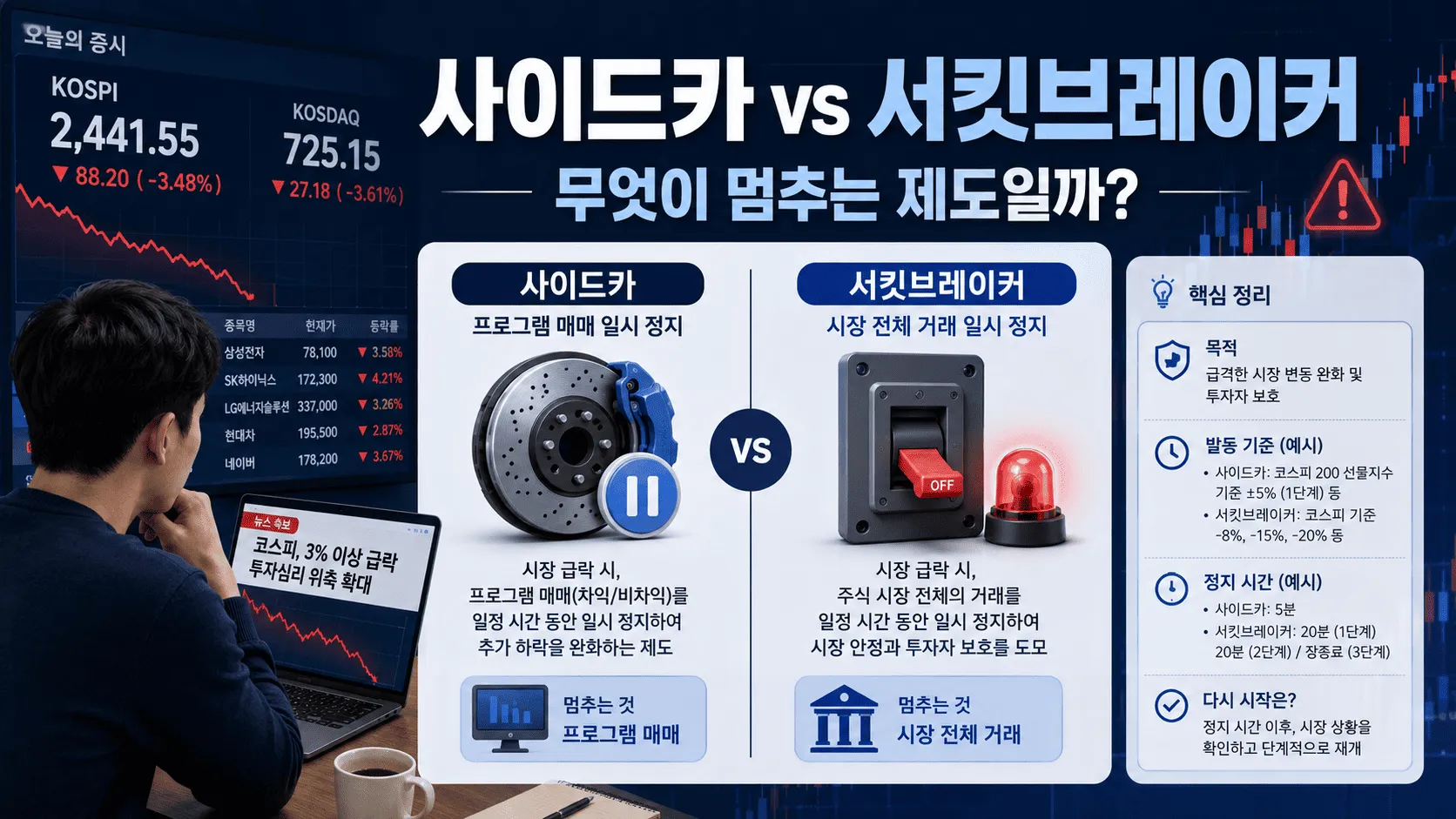 사이드카 뜻부터 서킷브레이커까지, 급락장 뉴스 해석법